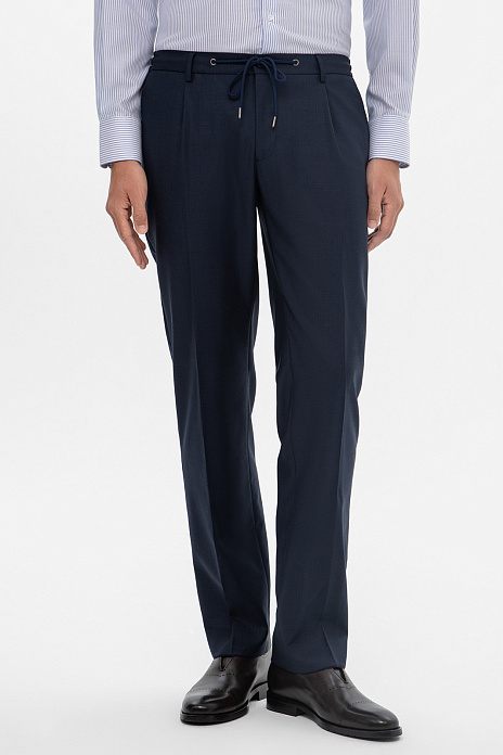 Брюки из шерсти, устойчивой к сминанию, цвет Синий темный
