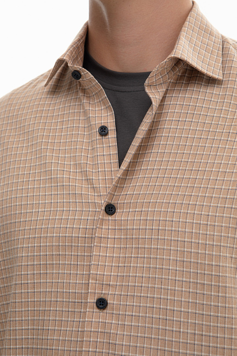 Фланелевая сорочка в клетку Regular fit из устойчивой к сминанию ткани, цвет Коричневый
