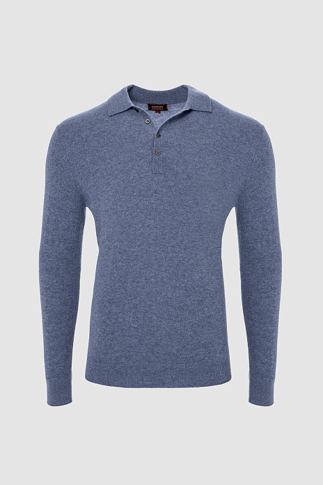 Джемпер поло Limited edition из кашемира, цвет Голубой темный