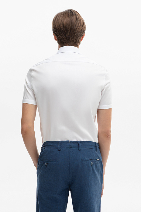 Белая хлопковая сорочка с коротким рукавом, легкая в уходе, цвет Белый