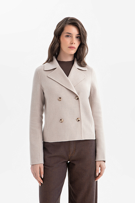Полупальто-жакет из смесовой шерсти, цвет Бежевый