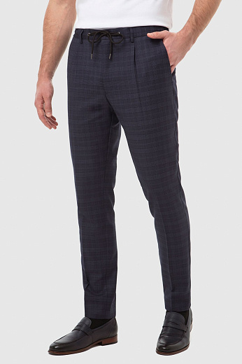 Брюки из шерсти в клетку на кулиске с водоотталкивающей обработкой, устойчивые к загрязнениям