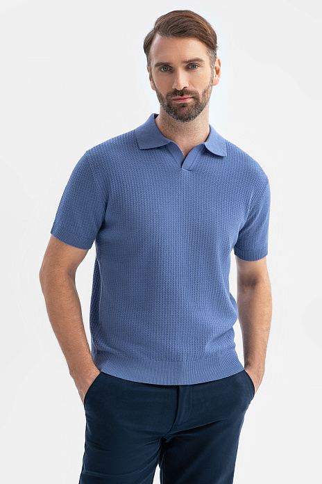 Поло из хлопка оверсайз, цвет Голубой темный