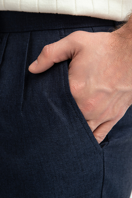 Шорты изо льна, цвет Синий темный