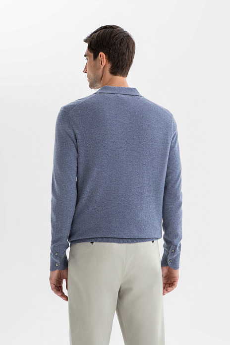 Джемпер поло Limited edition из кашемира, цвет Голубой темный