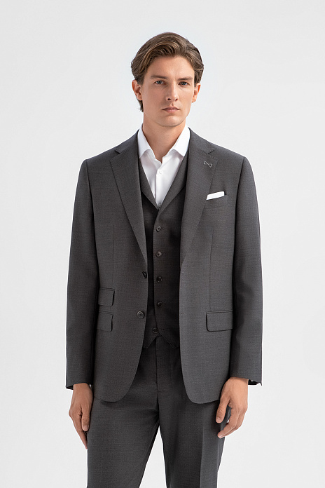 Пиджак из шерсти и шелка с водоотталкивающей обработкой, цвет Серый