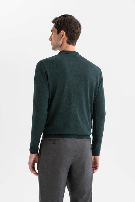 Джемпер поло из хлопка Пима, цвет Зеленый темный