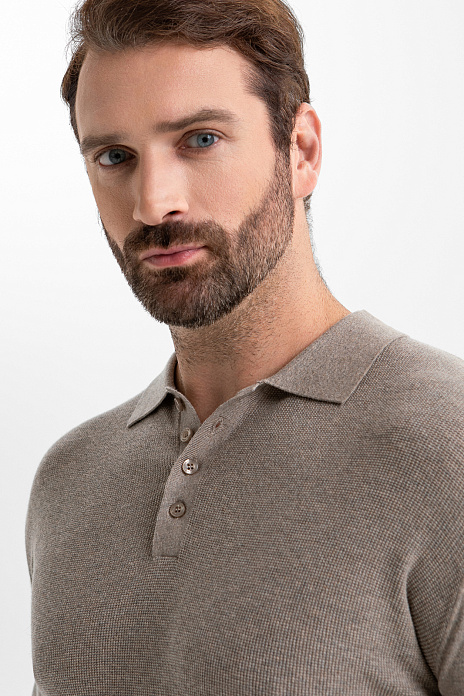 Джемпер поло из хлопка и кашемира, цвет Мокко