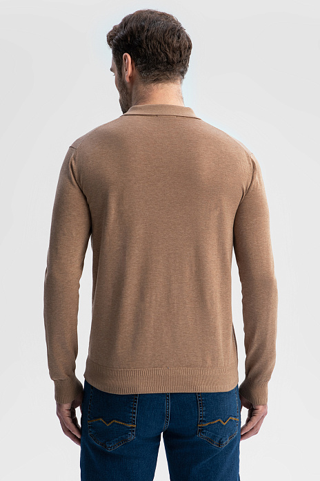 Поло из хлопка, шелка и льна, цвет Бежевый