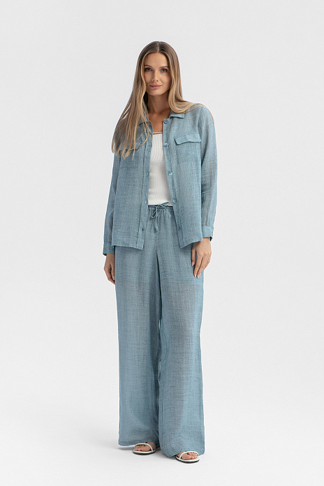 Брюки из рами и тенсела, цвет Голубой