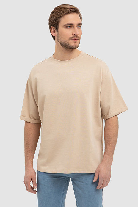 Хлопковая футболка оверсайз, цвет Бежевый