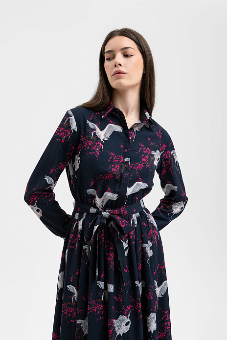 Платье-рубашка, цвет Синий темный