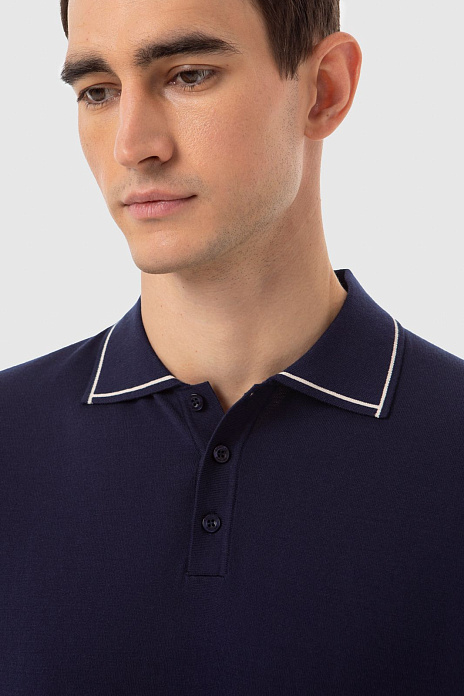 Поло из хлопка Пима, цвет Синий темный