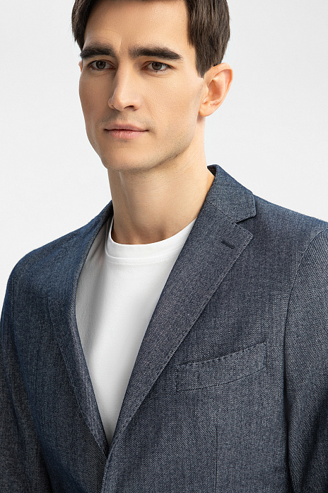 Пиджак из хлопка и шерсти Lanificio TG di Fabio, лимитированная коллекция, цвет Синий темный