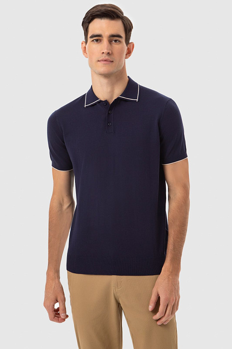 Поло из хлопка Пима, цвет Синий темный