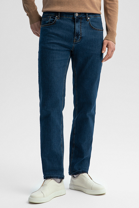 Джинсы комфортного силуэта, цвет Синий темный