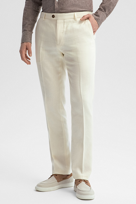 Брюки изо льна и тенсела, цвет Белый