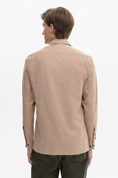 Фланелевая сорочка в клетку Regular fit из устойчивой к сминанию ткани, цвет Коричневый