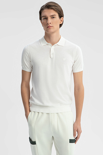 Поло из хлопка, шелка и льна