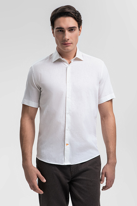 Сорочка с коротким рукавом из австрийской ткани Getzner, цвет Белый