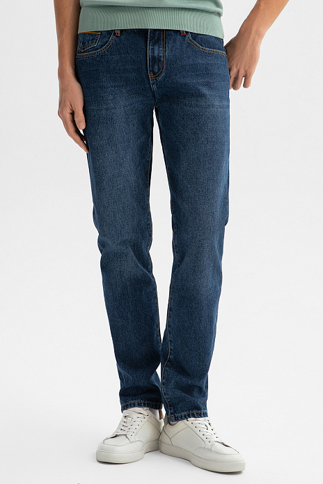 Джинсы прямого силуэта, цвет Голубой темный