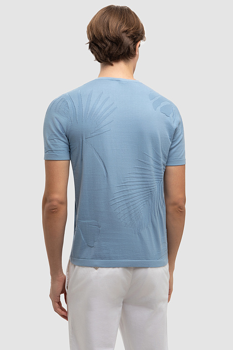 Джемпер с коротким рукавом из хлопка Пима, цвет Голубой светлый