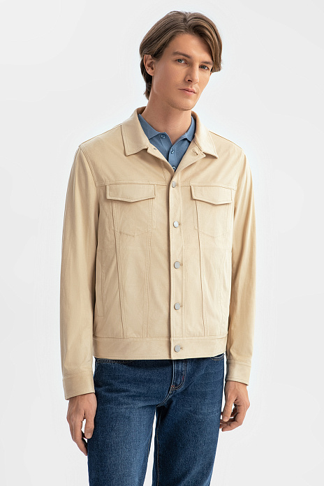 Куртка из алькантары бежевого цвета, цвет Бежевый