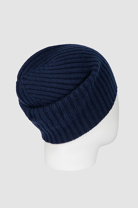 Шапка-бини из шерсти и кашемира синего цвета, цвет Синий