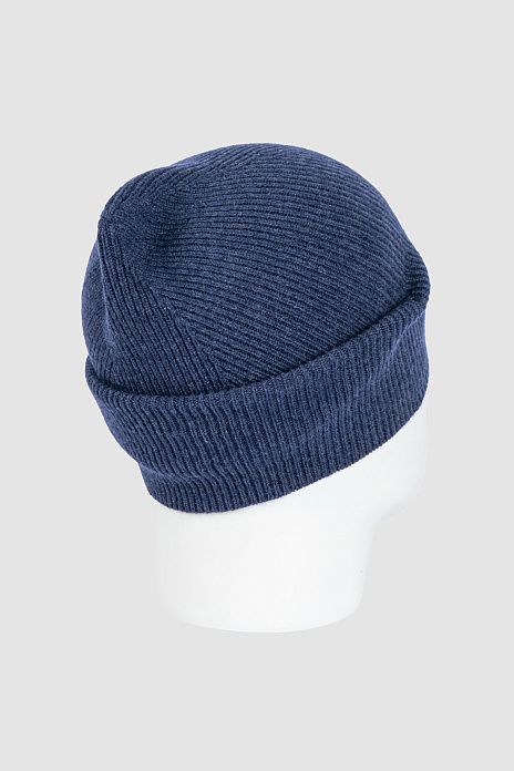 Синяя шапка-бини из шерсти и кашемира, цвет Синий меланж