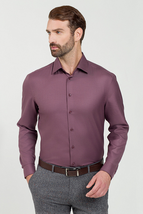 Рубашка из смесовой шерсти с возможностью машинной стирки, цвет Бордовый