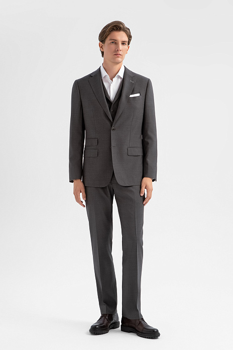 Брюки из шерсти и шелка с водоотталкивающей обработкой, цвет Серый