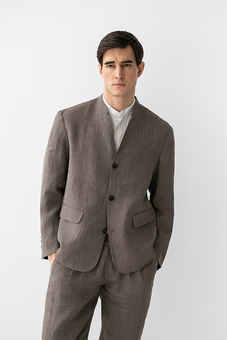 Пиджак изо льна, цвет Коричневый