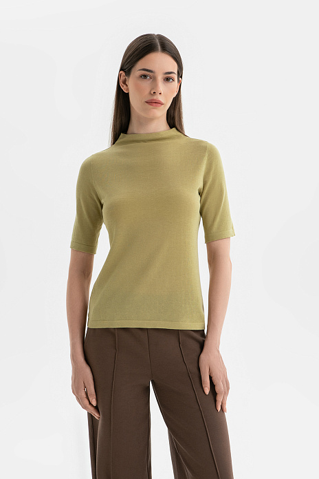 Водолазка из хлопка, шелка и льна, цвет Зеленый светлый