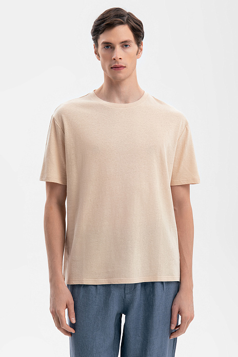 Футболка изо льна и хлопка, цвет Бежевый