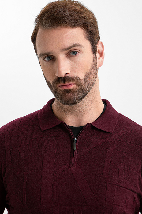 Джемпер поло из шерсти и шелка, цвет Бордовый