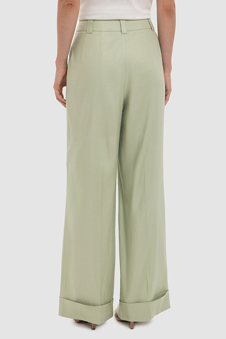 Брюки изо льна и вискозы, цвет Оливковый
