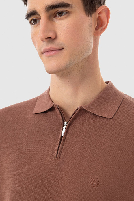 Поло Limited edition из хлопка, шелка и льна, цвет Коричневый светлый
